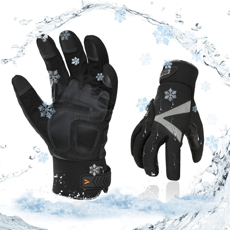 Vgo... 1-Pair -4â„‰ or above 3M Thinsulate C100 Lined High Dexterity Touchscreen Synthetic Leather Winter Warm Work Gloves, Waterproof Insert (Size XL, Black, SL8777FW) - Image 1